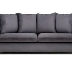 Flash Sale - Habitat Lana 3 Seater Velvet Sofa With Cushion Charcoal Sofas
