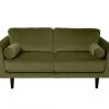 Discount - Habitat Jackson 2 Seater Velvet Sofa Green Black Sofas