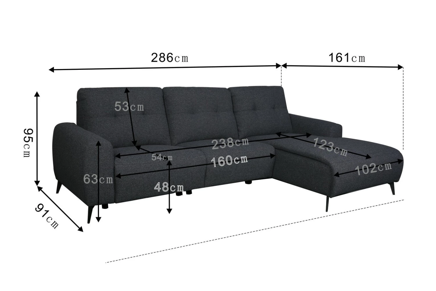 The Surprise Price - Habitat Ghost Left Corner Fabric Recliner Sofa Charcoal Sofas 7 The Surprise Price - Habitat Ghost Left Corner Fabric Recliner Sofa Charcoal Sofas - Image 7