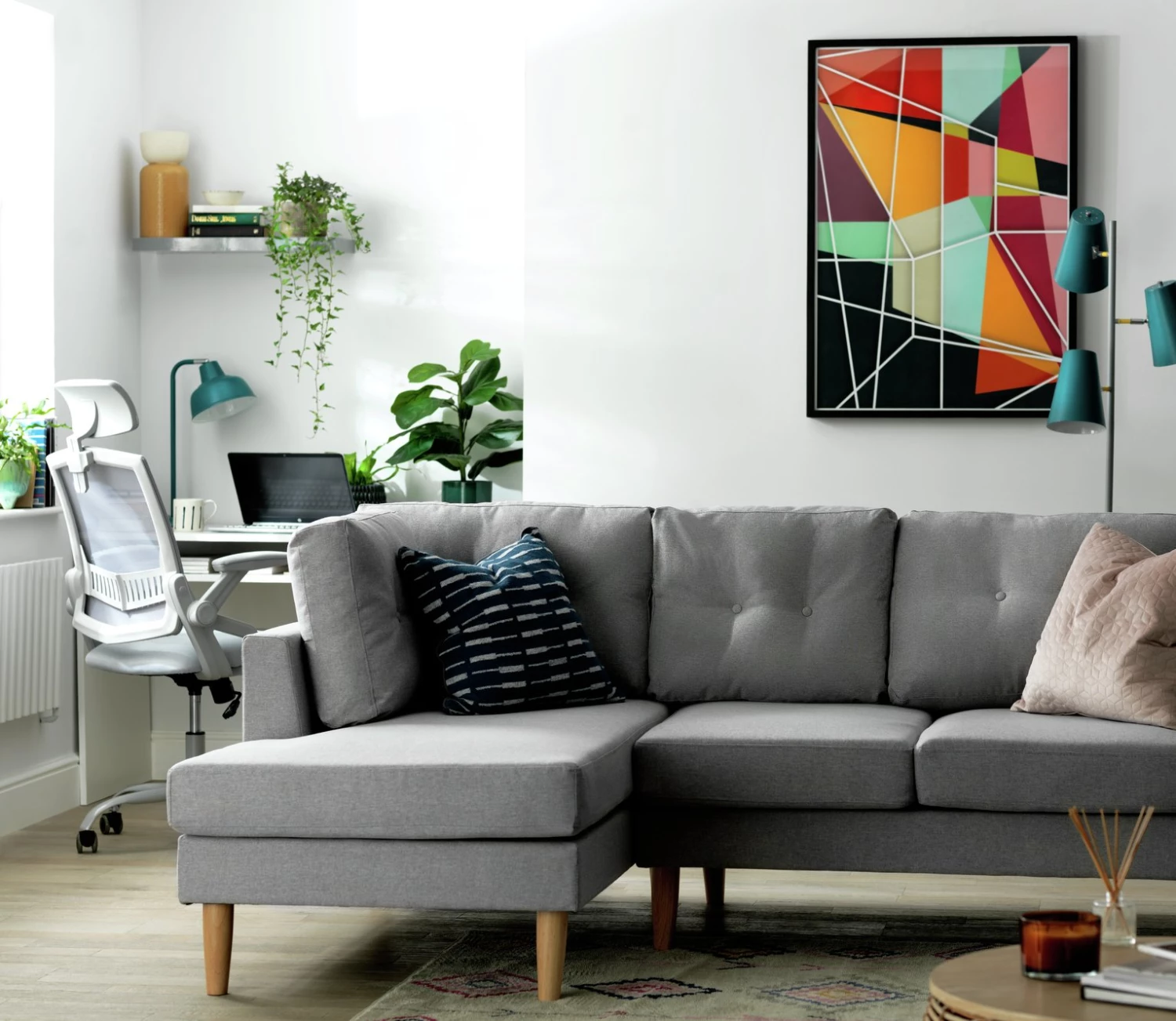 On Sale - Habitat Joshua Left Corner Fabric Sofa Light Grey Sofas 2 On Sale - Habitat Joshua Left Corner Fabric Sofa Light Grey Sofas - Image 2