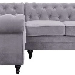 On Sale - Habitat Chesterfield Right Corner Velvet Sofa Light Grey Sofas And Armchairs