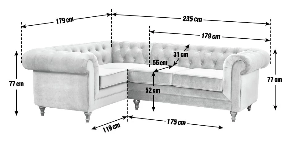 On Sale - Habitat Chesterfield Right Corner Velvet Sofa Light Grey Sofas And Armchairs 4 On Sale - Habitat Chesterfield Right Corner Velvet Sofa Light Grey Sofas And Armchairs - Image 4