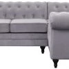 Free Shipping - Habitat Chesterfield Left Corner Velvet Sofa Light Grey Sofas And Armchairs