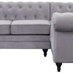 Free Shipping - Habitat Chesterfield Left Corner Velvet Sofa Light Grey Sofas And Armchairs