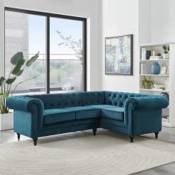 Free Shipping - Habitat Chesterfield Left Corner Velvet Sofa Light Grey Sofas And Armchairs -Seating Sales Store unnamed file 2132