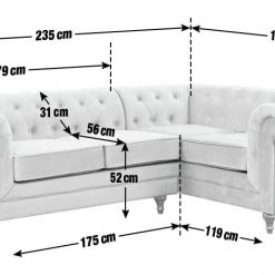 Free Shipping - Habitat Chesterfield Left Corner Velvet Sofa Light Grey Sofas And Armchairs -Seating Sales Store unnamed file 2133