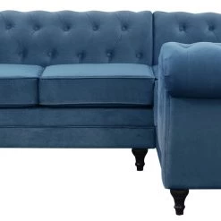 Best Price - Habitat Chesterfield Left Corner Velvet Sofa Blue Sofas
