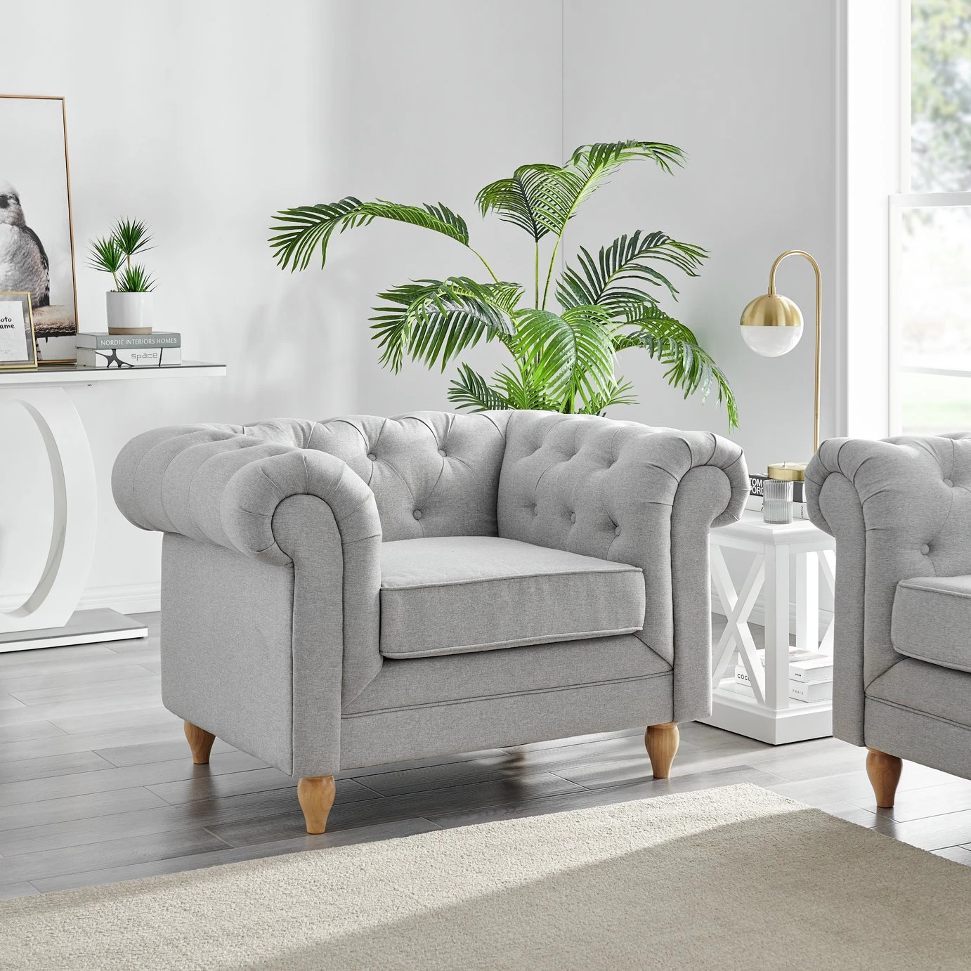 Discount - Habitat Chesterfield Woven Armchair Light Grey Sofas And Armchairs 2 Discount - Habitat Chesterfield Woven Armchair Light Grey Sofas And Armchairs - Image 2