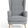 Discount - Habitat Callie Fabric Wingback Chair Light Grey Armchairs