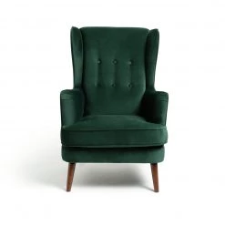 On Sale - Habitat Callie Velvet Wingback Chair Forest Green Armchairs