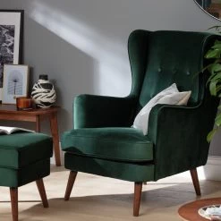 On Sale - Habitat Callie Velvet Wingback Chair Forest Green Armchairs -Seating Sales Store unnamed file 2406