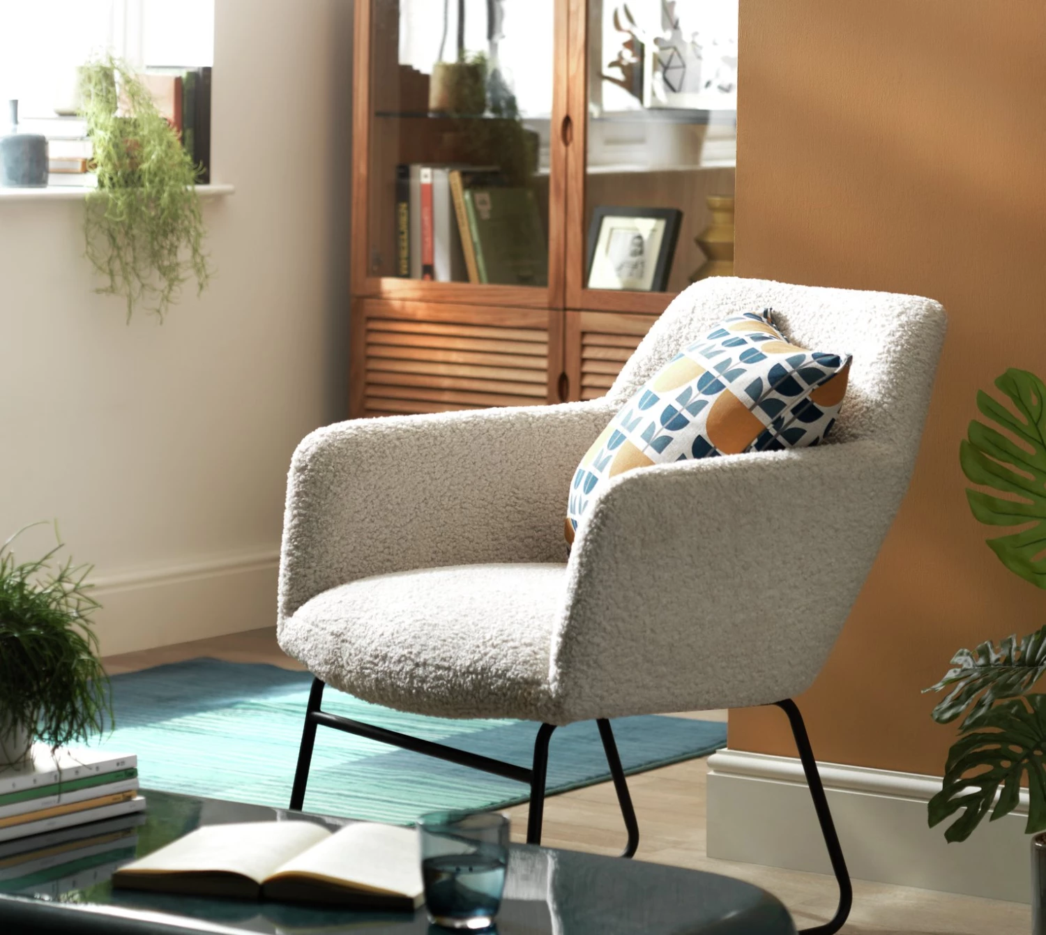 On Sale - Habitat Cyrus Boucle Sleigh Chair White Sofas And Armchairs 2 On Sale - Habitat Cyrus Boucle Sleigh Chair White Sofas And Armchairs - Image 2