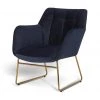 On Sale - Habitat Cyrus Velvet Sleigh Accent Chair Navy Sofas And Armchairs