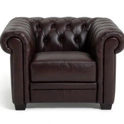 Discount - Habitat Chesterfield Leather Armchair Walnut Armchairs