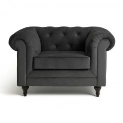 Flash Sale - Habitat Chesterfield Velvet Armchair Charcoal Armchairs