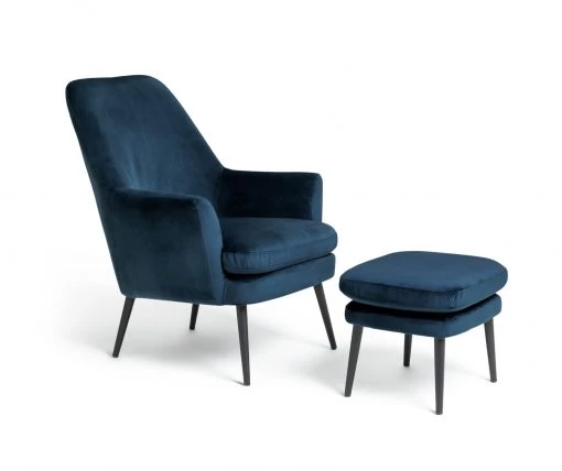 On Sale - Habitat Celine Velvet High Back Chair & Footstool Navy Armchairs -Seating Sales Store unnamed file 3077