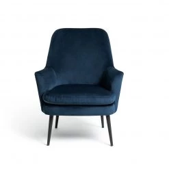 On Sale - Habitat Celine Velvet High Back Chair & Footstool Navy Armchairs -Seating Sales Store unnamed file 3079