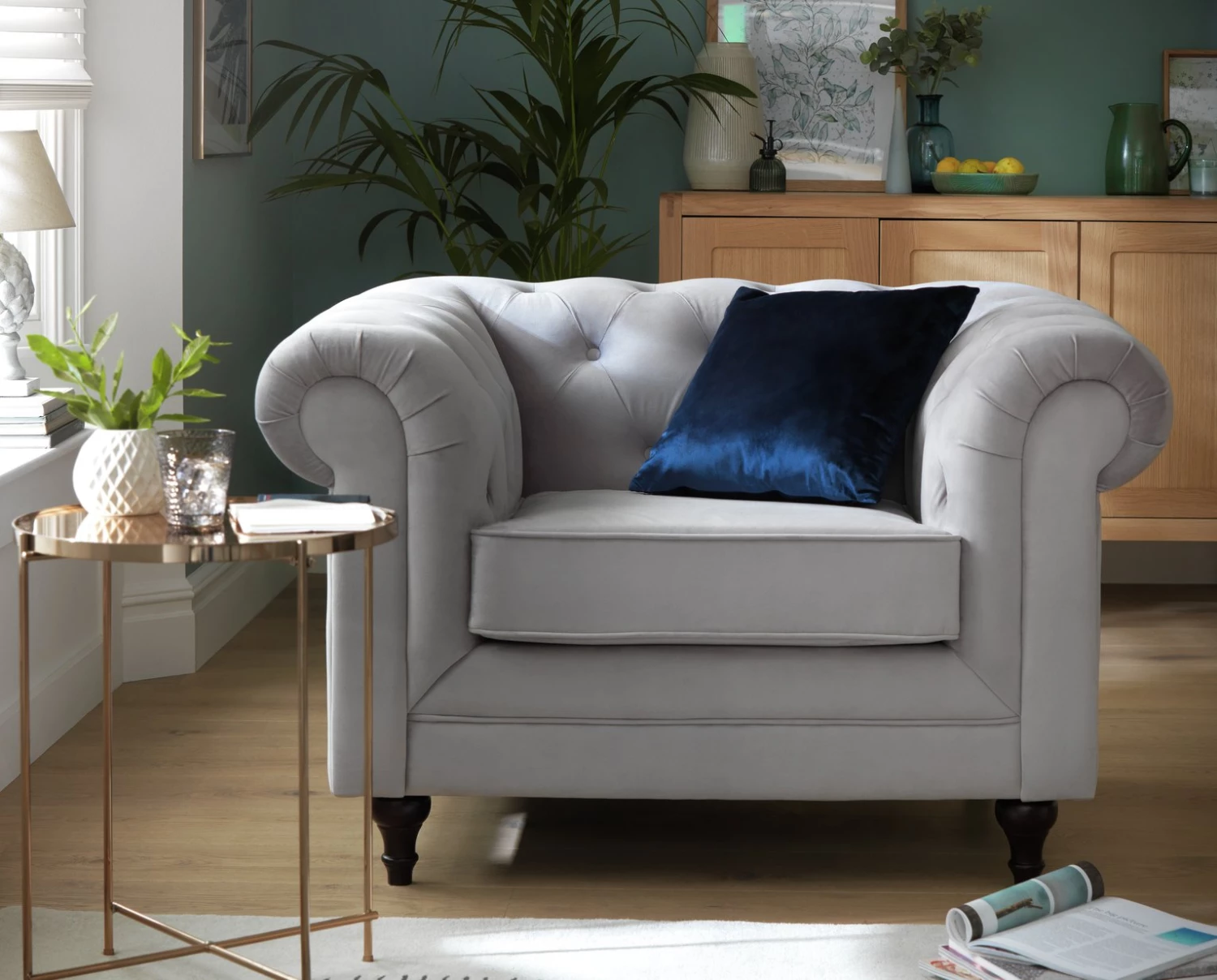 Shipping Included - Habitat Chesterfield Velvet Armchair Green Armchairs 2 Shipping Included - Habitat Chesterfield Velvet Armchair Green Armchairs - Image 2