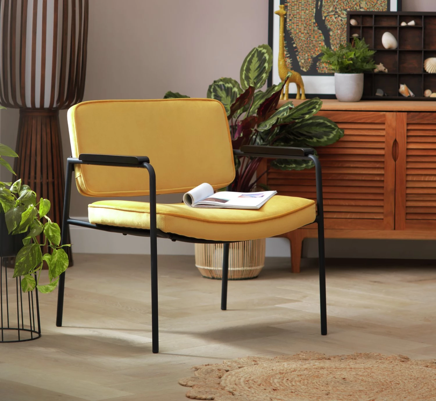 Free Shipping - Habitat Molly Velvet Chair Yellow Armchairs 2 Free Shipping - Habitat Molly Velvet Chair Yellow Armchairs - Image 2