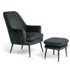 Shipping Included - Habitat Celine Velvet High Back Chair & Footstool Charcoal Armchairs