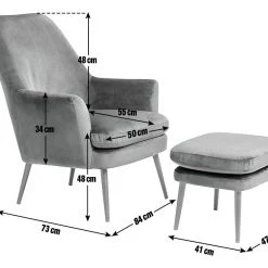 Shipping Included - Habitat Celine Velvet High Back Chair & Footstool Charcoal Armchairs -Seating Sales Store unnamed file 3237