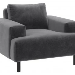 Discount - Habitat Julien Velvet Armchair Grey Sofas And Armchairs