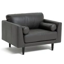 Shipping Included - Habitat Jackson Leather Cuddle Chair Grey Armchairs