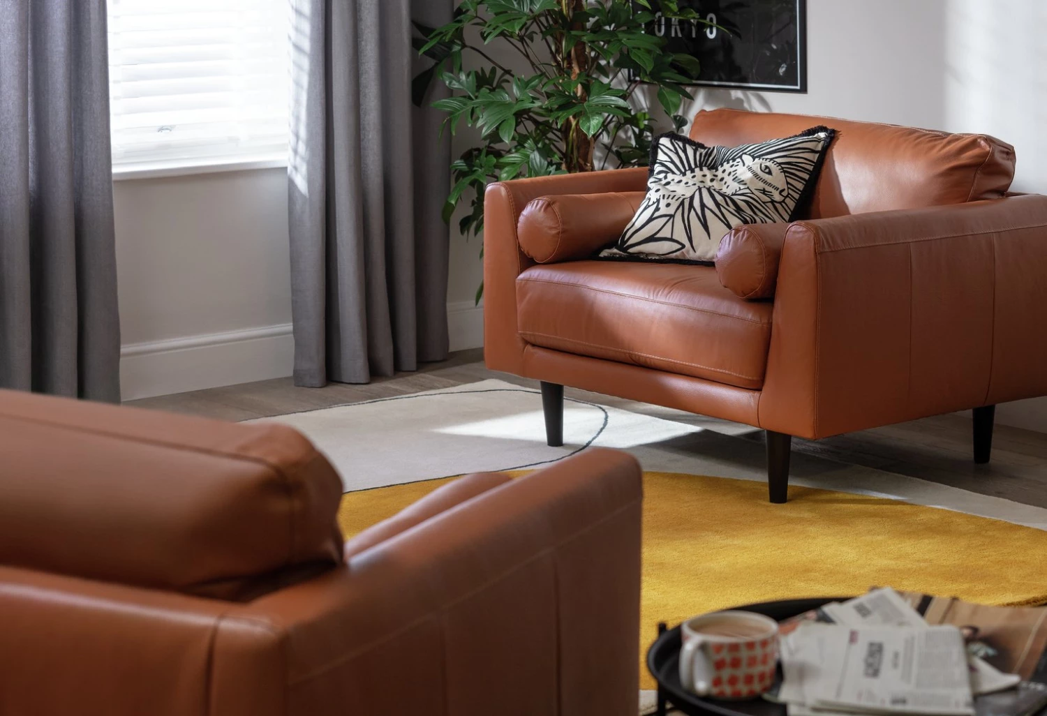 Shipping Included - Habitat Jackson Leather Cuddle Chair Grey Armchairs 2 Shipping Included - Habitat Jackson Leather Cuddle Chair Grey Armchairs - Image 2