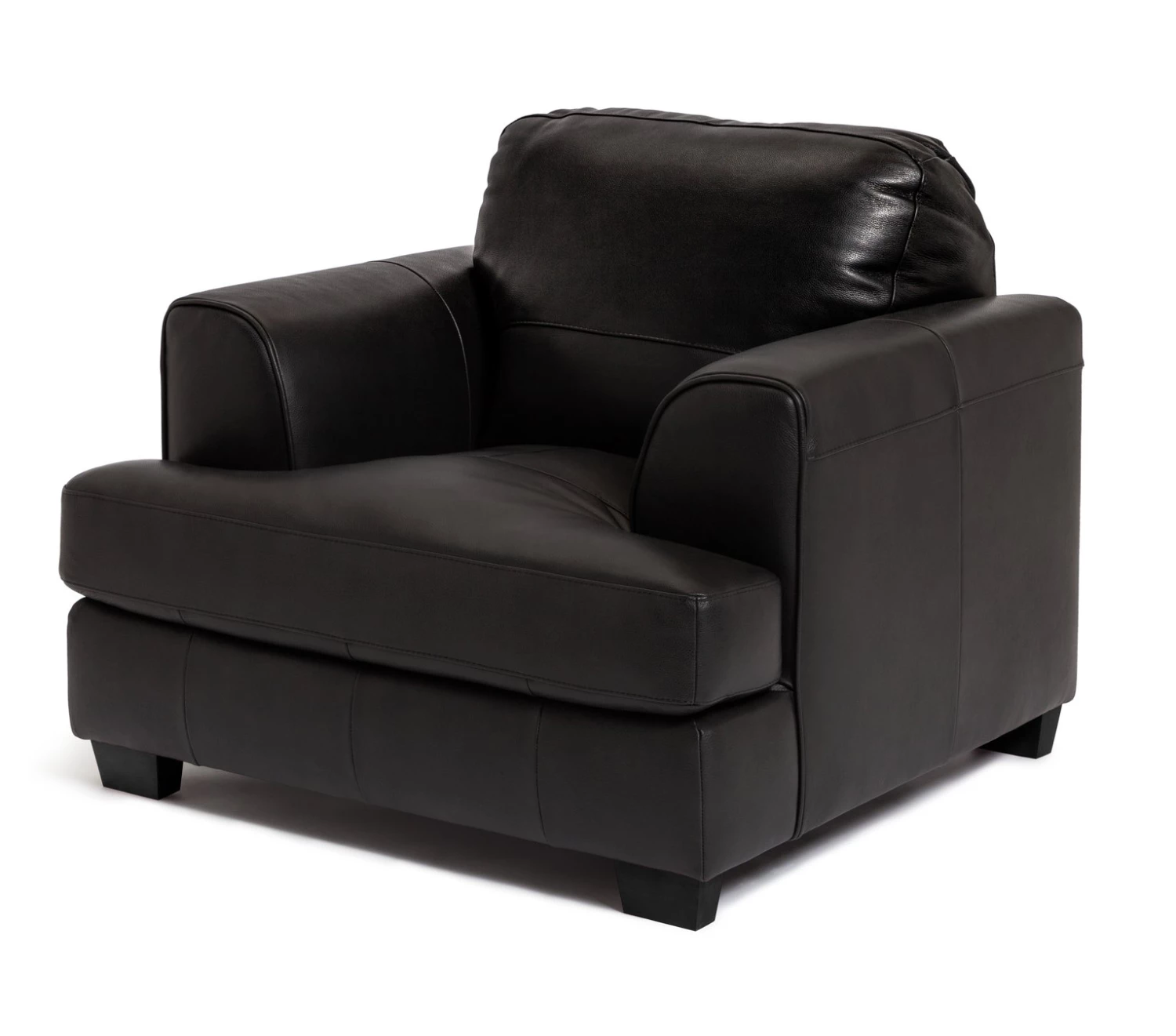Discount - Habitat Elmton Leather Sofa Chair Black Armchairs 4 Discount - Habitat Elmton Leather Sofa Chair Black Armchairs - Image 4