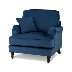 On Sale - Habitat Matilda Velvet Armchair Blue Sofas And Armchairs