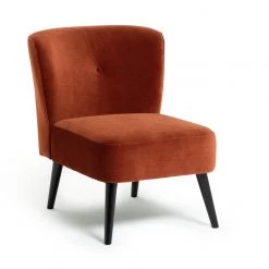 On Sale - Habitat Merlot Velvet Accent Chair Orange Sofas And Armchairs