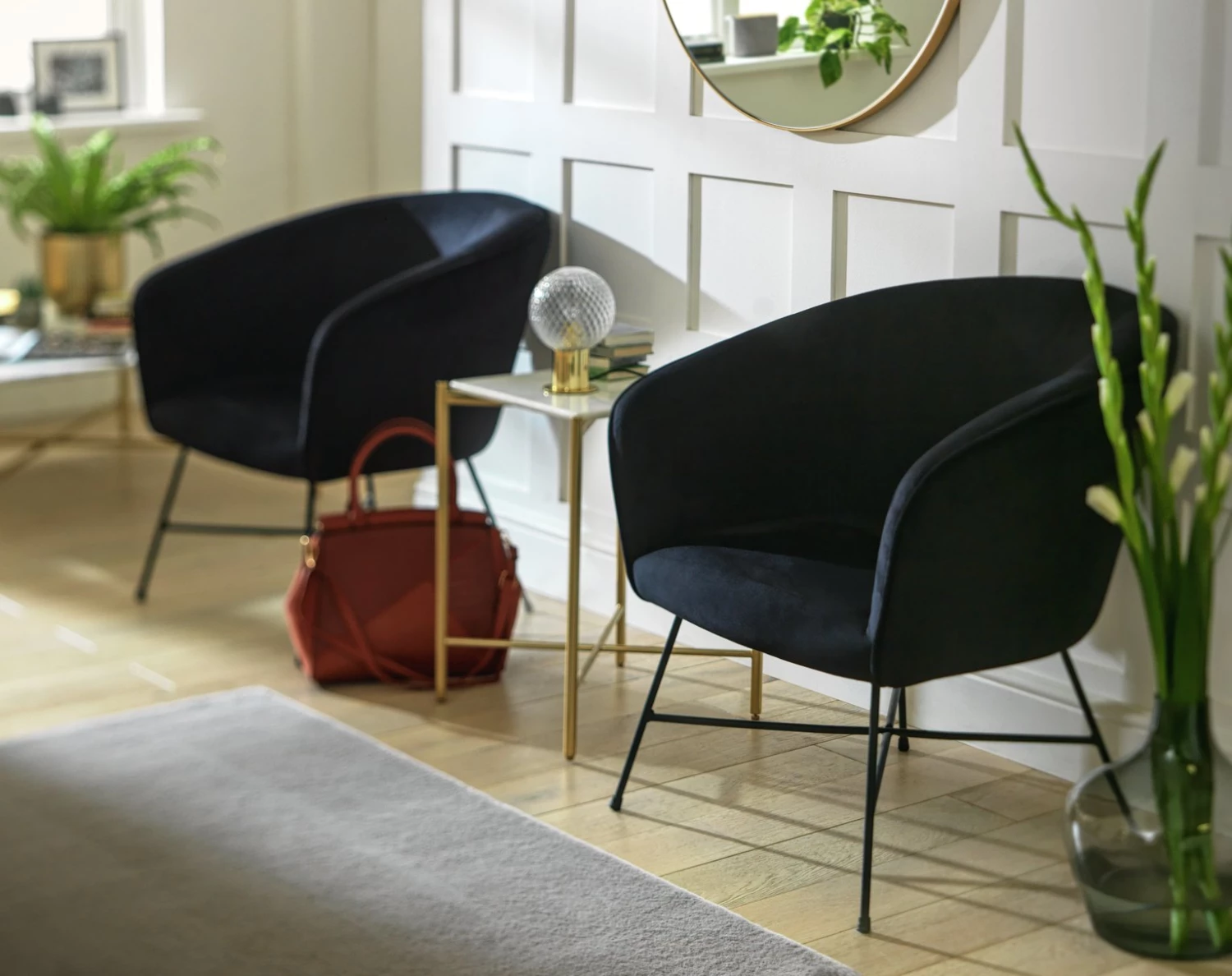 Discount - Habitat Jax Velvet Accent Chair Black Armchairs 2 Discount - Habitat Jax Velvet Accent Chair Black Armchairs - Image 2