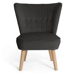 Flash Sale - Habitat Alexis Velvet Cocktail Chair Charcoal Armchairs
