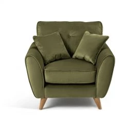 On Sale - Habitat Isla Velvet Armchair Green Sofas And Armchairs