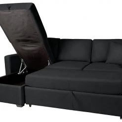 The Surprise Price - Habitat Reagan Left Corner Faux Leather Sofa Bed Black Sofabeds -Seating Sales Store unnamed file 4315