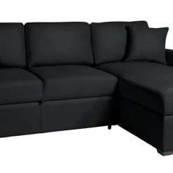 Discount - Habitat Reagan Right Corner Faux Leather Sofa Bed Black Sofas And Armchairs