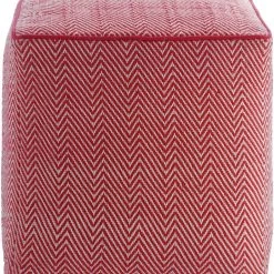 Flash Sale - Habitat Durrie Cotton Cube Footstool Red Sofas And Armchairs
