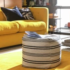 Flash Sale - Habitat Layne Wool Pouffe Black & White Sofas And Armchairs -Seating Sales Store unnamed file 5111