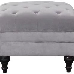 Flash Sale - Habitat Chesterfield Velvet Storage Footstool Light Grey Sofas And Armchairs