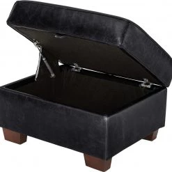 Discount - Habitat Salisbury Leather Storage Footstool Black Sofas And Armchairs -Seating Sales Store unnamed file 5214