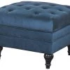 Discount - Habitat Chesterfield Velvet Storage Footstool Blue Sofas And Armchairs