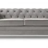 Best Price - Habitat Chesterfield 3 Seater Velvet Sofa Light Grey Sofas And Armchairs