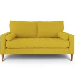 Free Shipping - Habitat Hudson 3 Seater Velvet Sofa Yellow Sofas And Armchairs